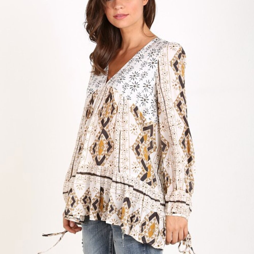FREE PEOPLE BEIGE DOWN BY THE BAY TUNIC